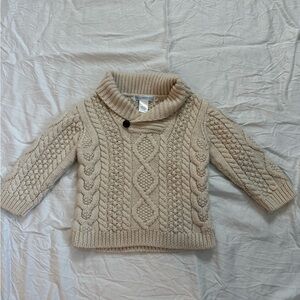 Janie and Jack Beige Cable Knit Turtleneck Sweater